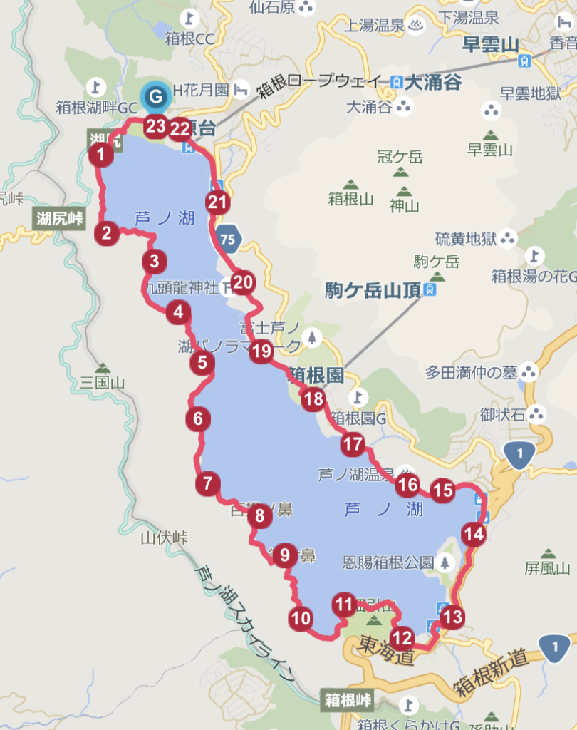 芦ノ湖1周MAP